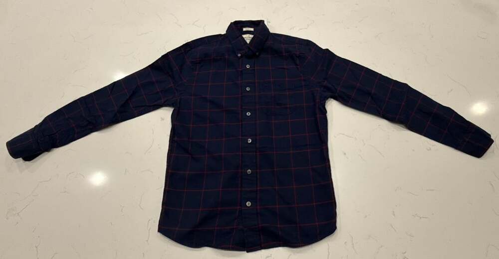 Abercrombie & Fitch Button Down Shirt Size S Navy Red Windowpane Plaid